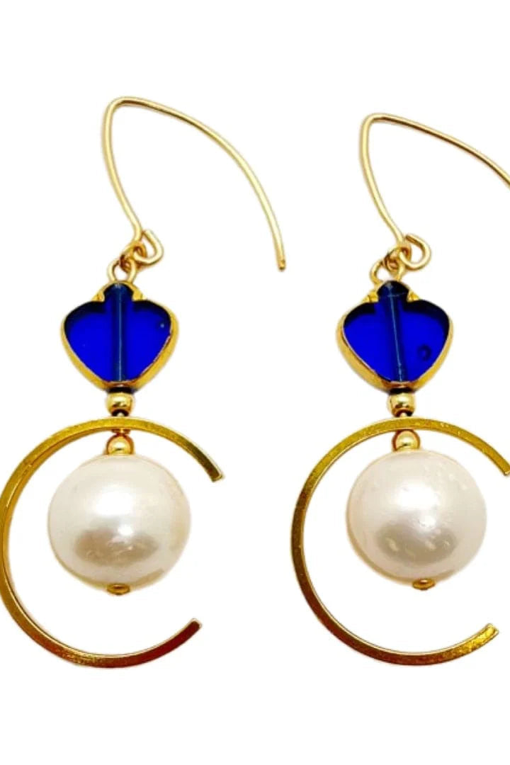 Blue Spade x Pearls Earrings Jewelry Aracheli Studio