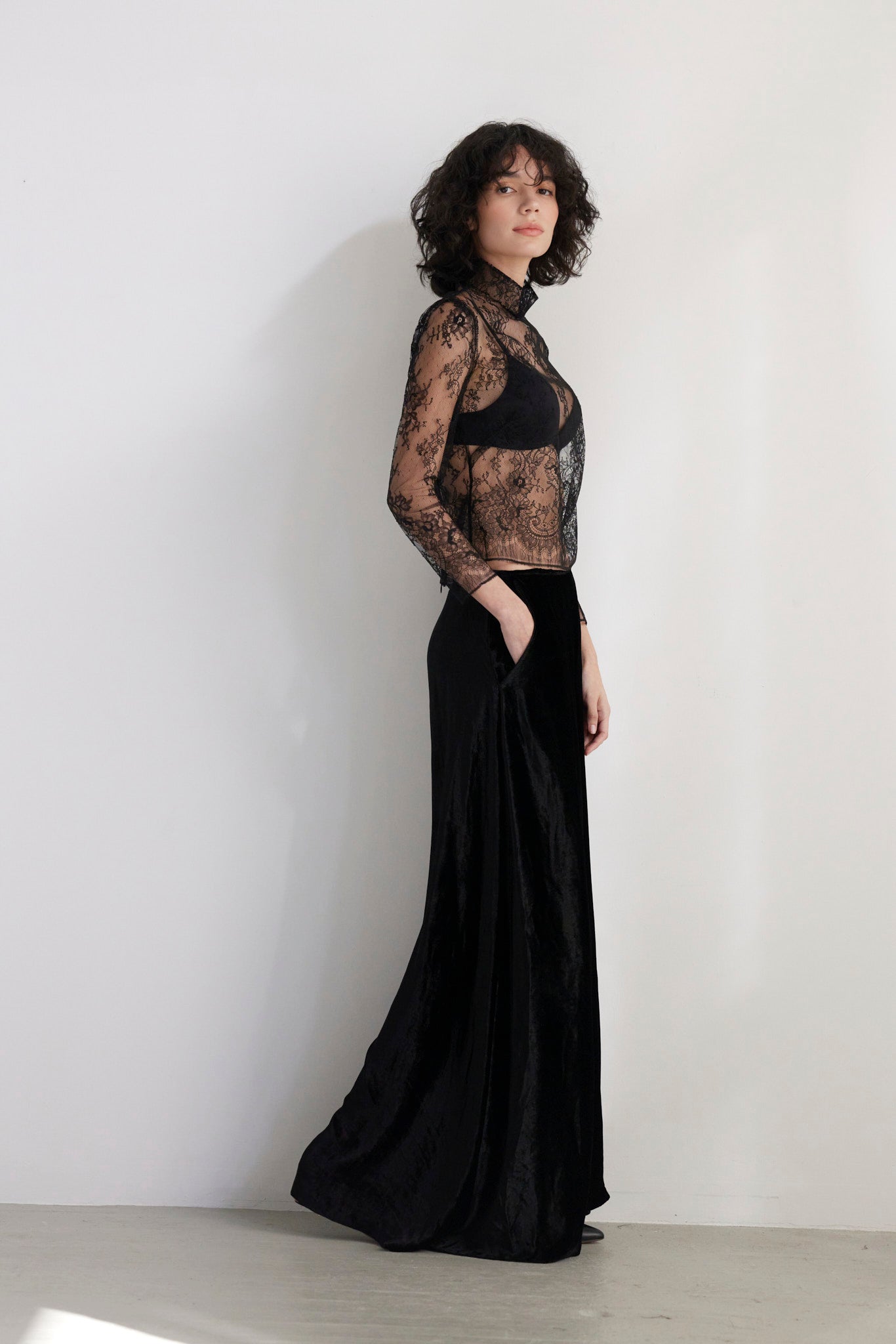 SAMPLE FW26 - Veronica Blouse in Chantilly Lace - Black Samples CHRISTINE ALCALAY