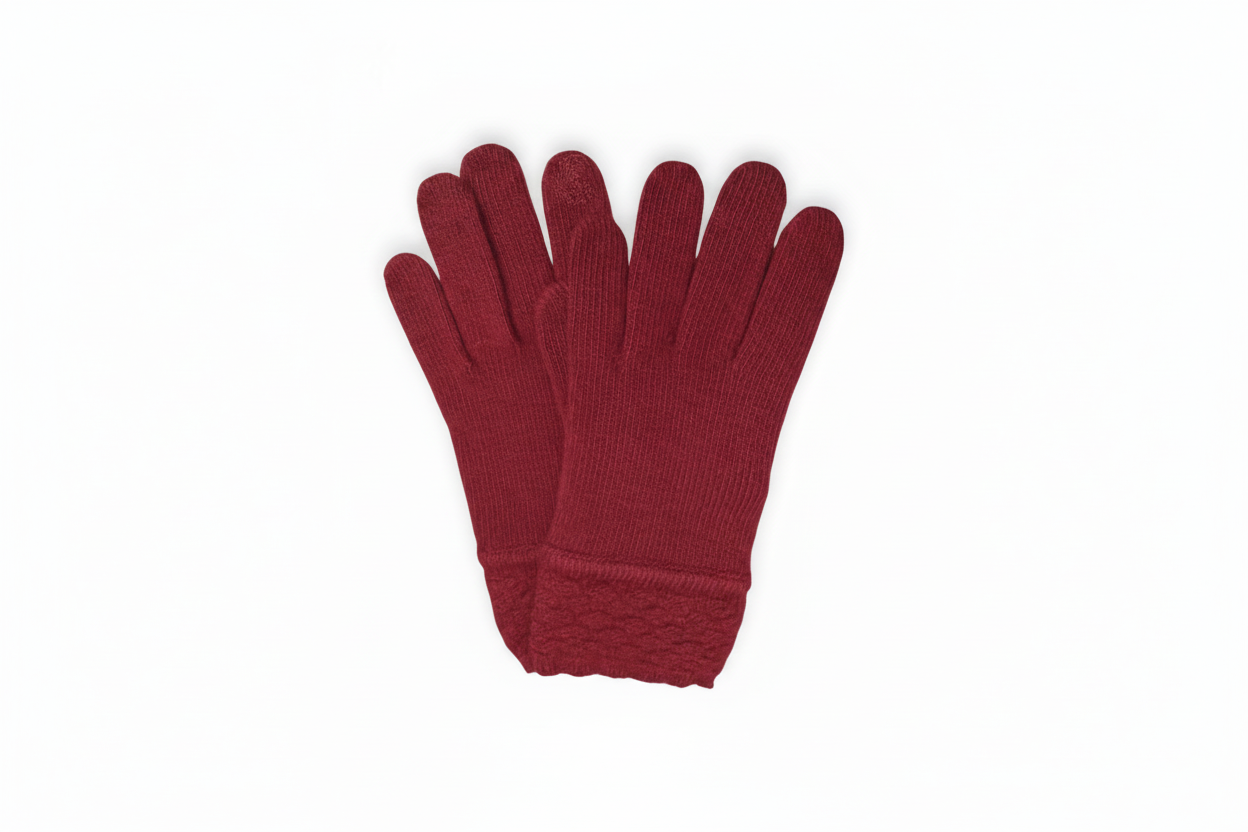 Cashmere Tech Gloves with Stitched Cuff - Rum Accessories CHRISTINE ALCALAY