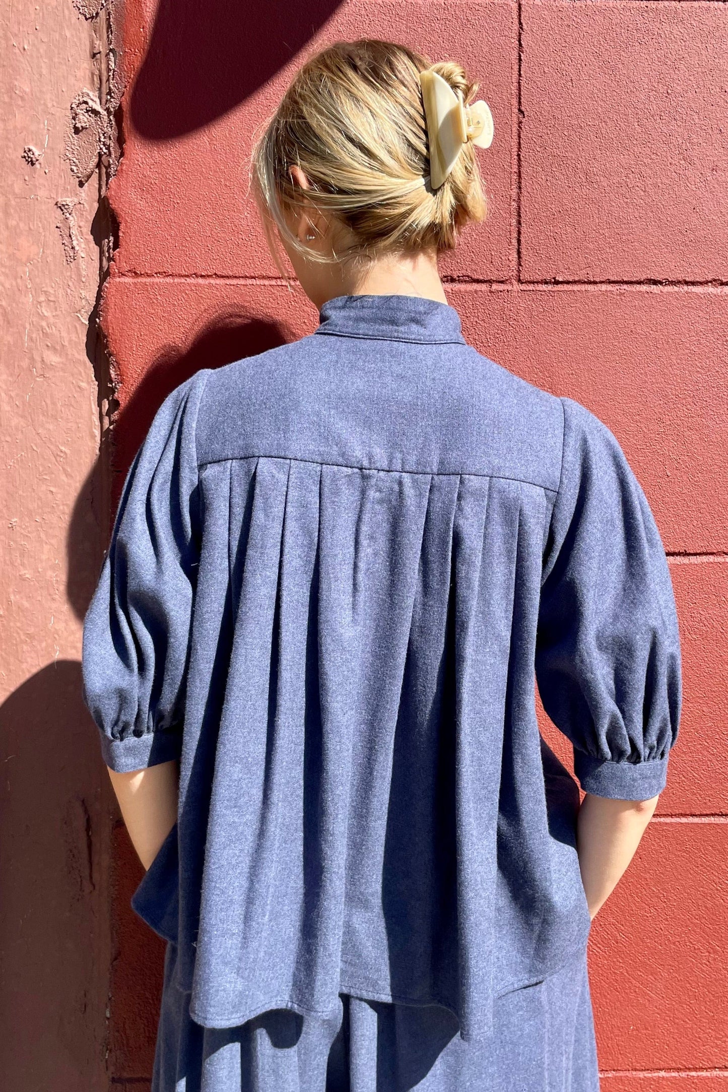 Livia Blouse in Navy Japanese Cotton Flannel Tops CHRISTINE ALCALAY