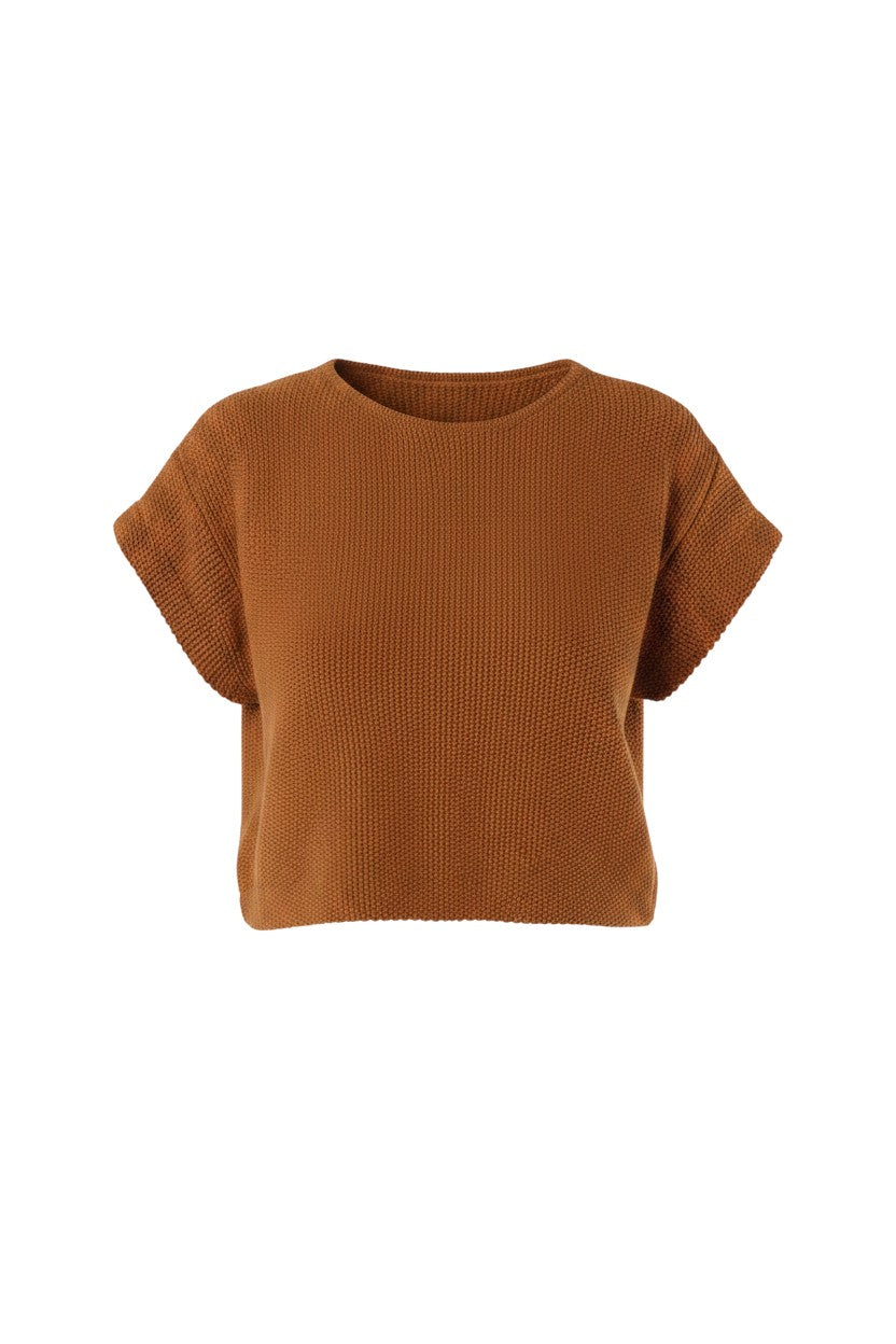 Kerry Tee in Brown Sugar Pima Cotton Tops CHRISTINE ALCALAY