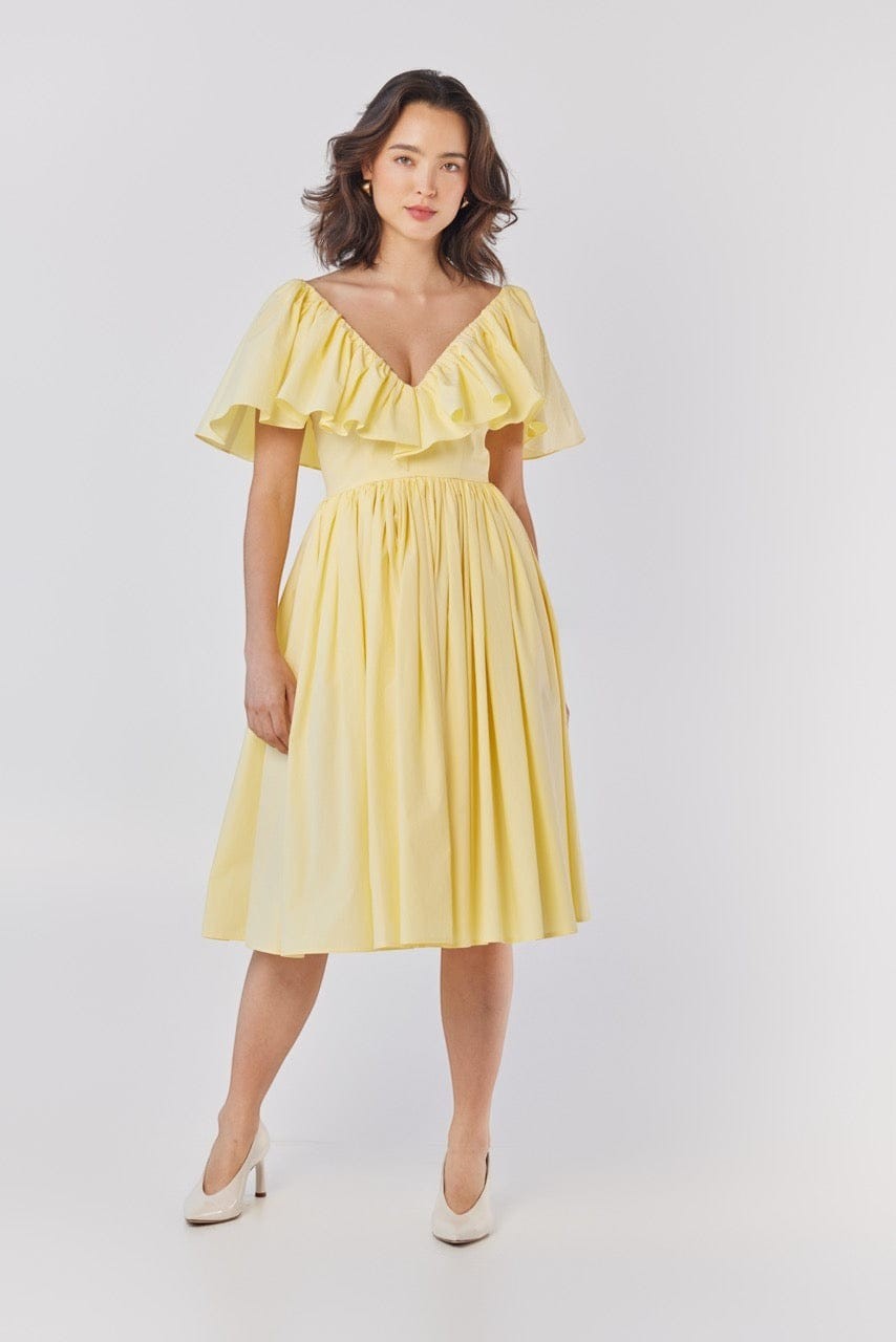 Hong Nhung Dress in Limoncello Yellow Cotton, Limoncello Yellow / 2