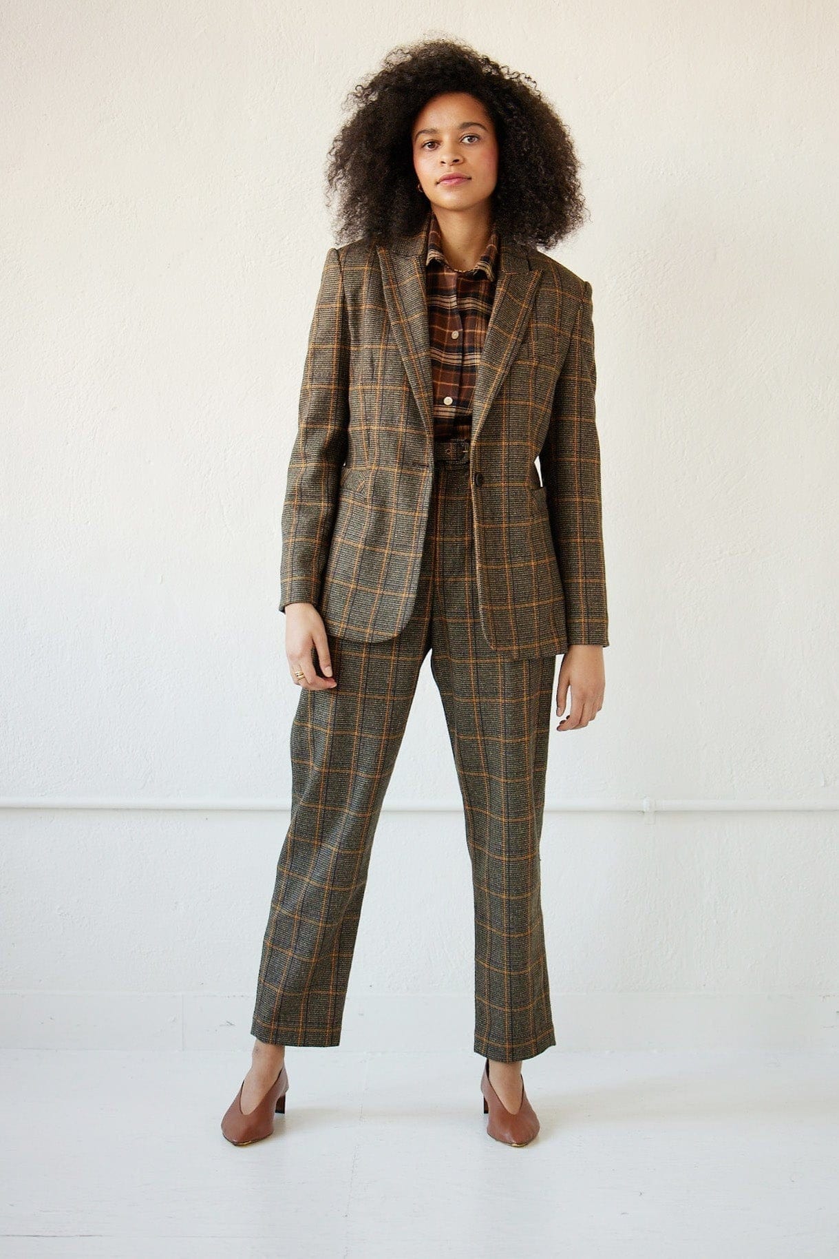 Bianca Jacket in Wool Plaids Jackets CHRISTINE ALCALAY Toffee Plaid 0 