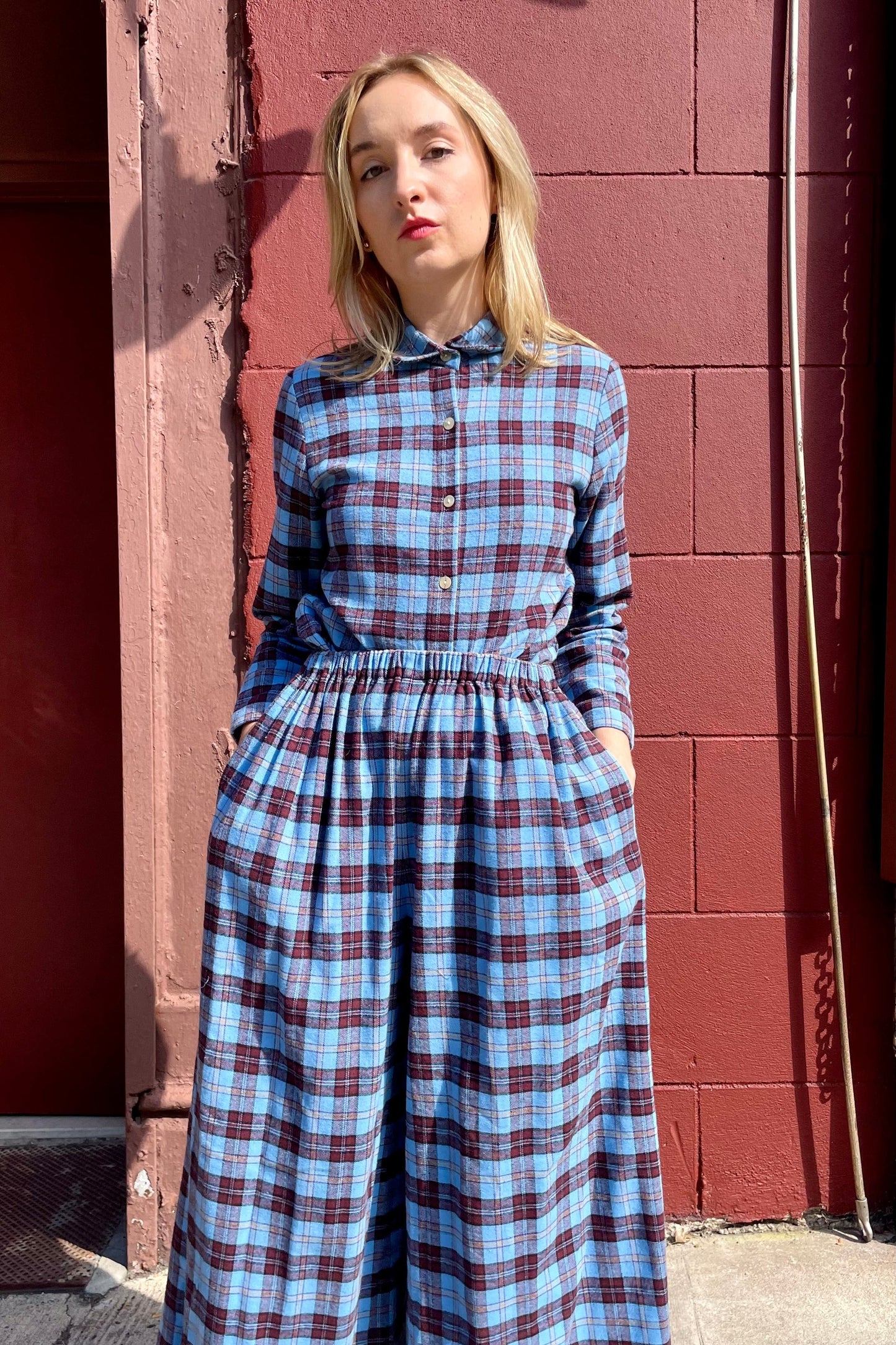Gretchen Pant in Seaside Plaid Cotton Flannel Pants CHRISTINE ALCALAY