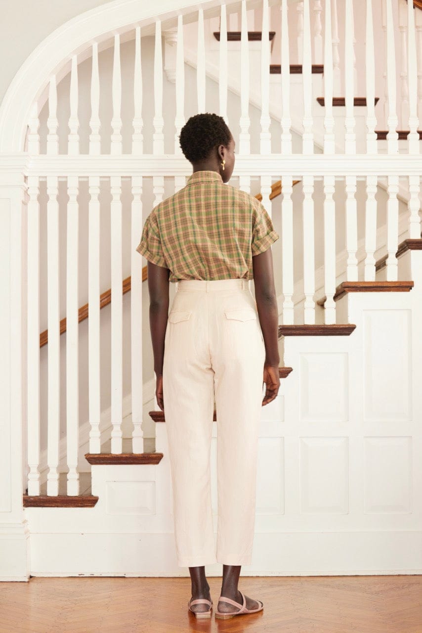 Sophia Tapered Pant in Linen - Porcini Pants CHRISTINE ALCALAY