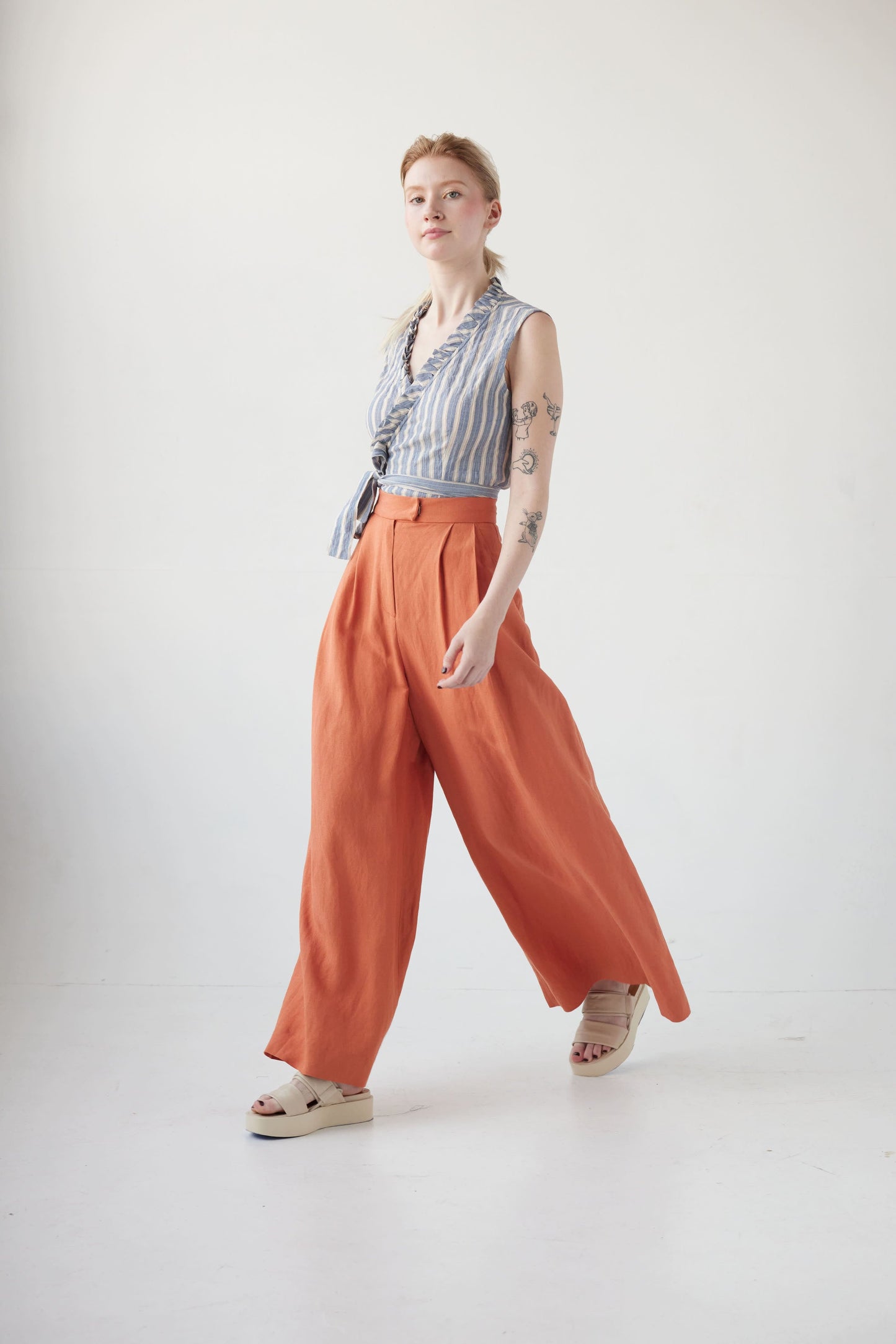 Katherine Pant in Linen Blend Pants CHRISTINE ALCALAY Carnelian 00 