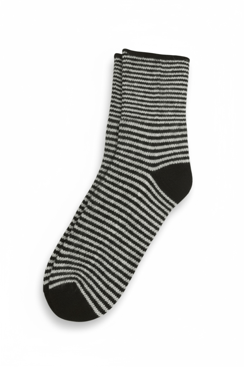 Striped Cashmere Socks Socks CHRISTINE ALCALAY black/heatherchrome