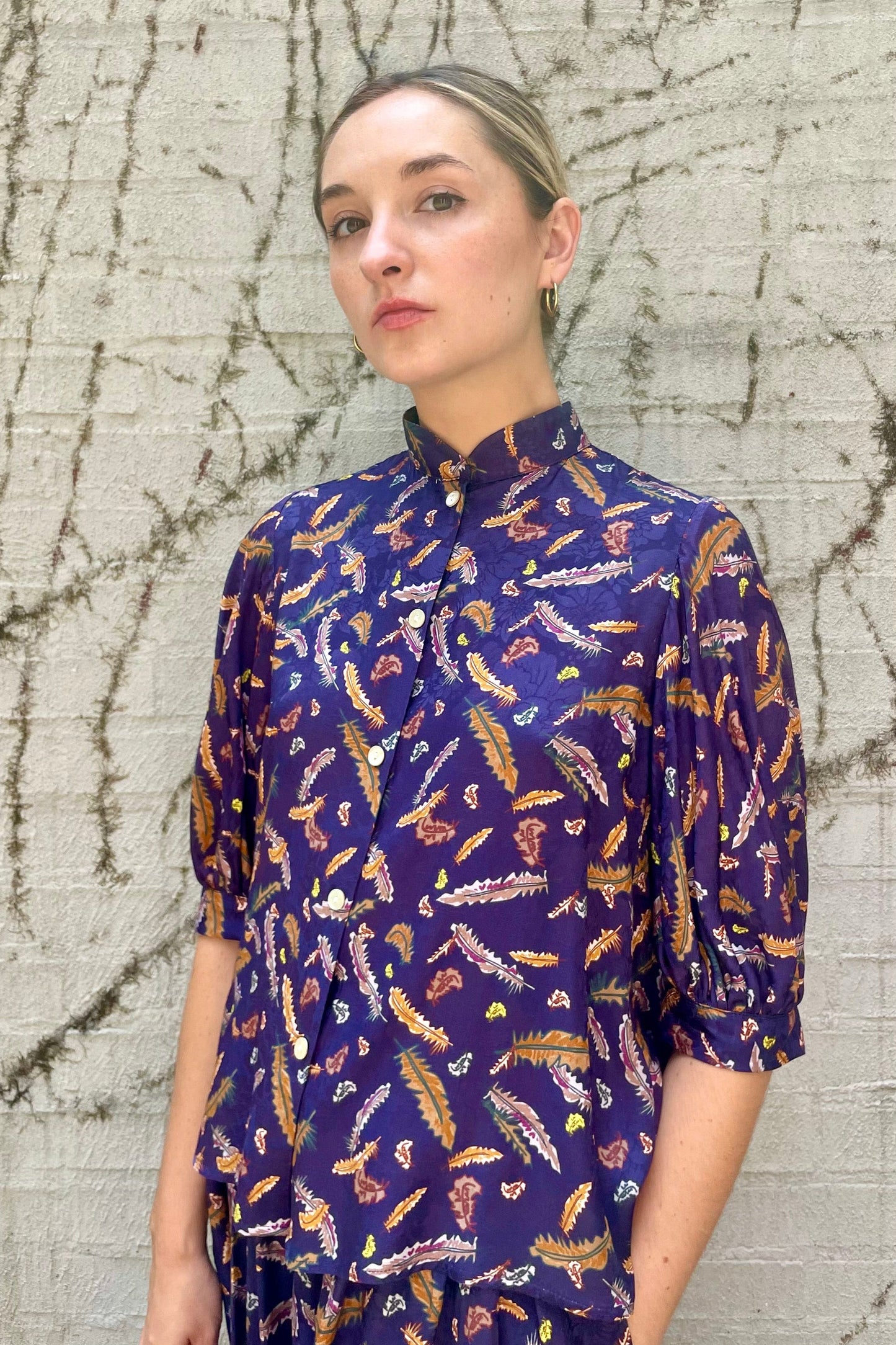 Livia Blouse in Feather Print Tops CHRISTINE ALCALAY