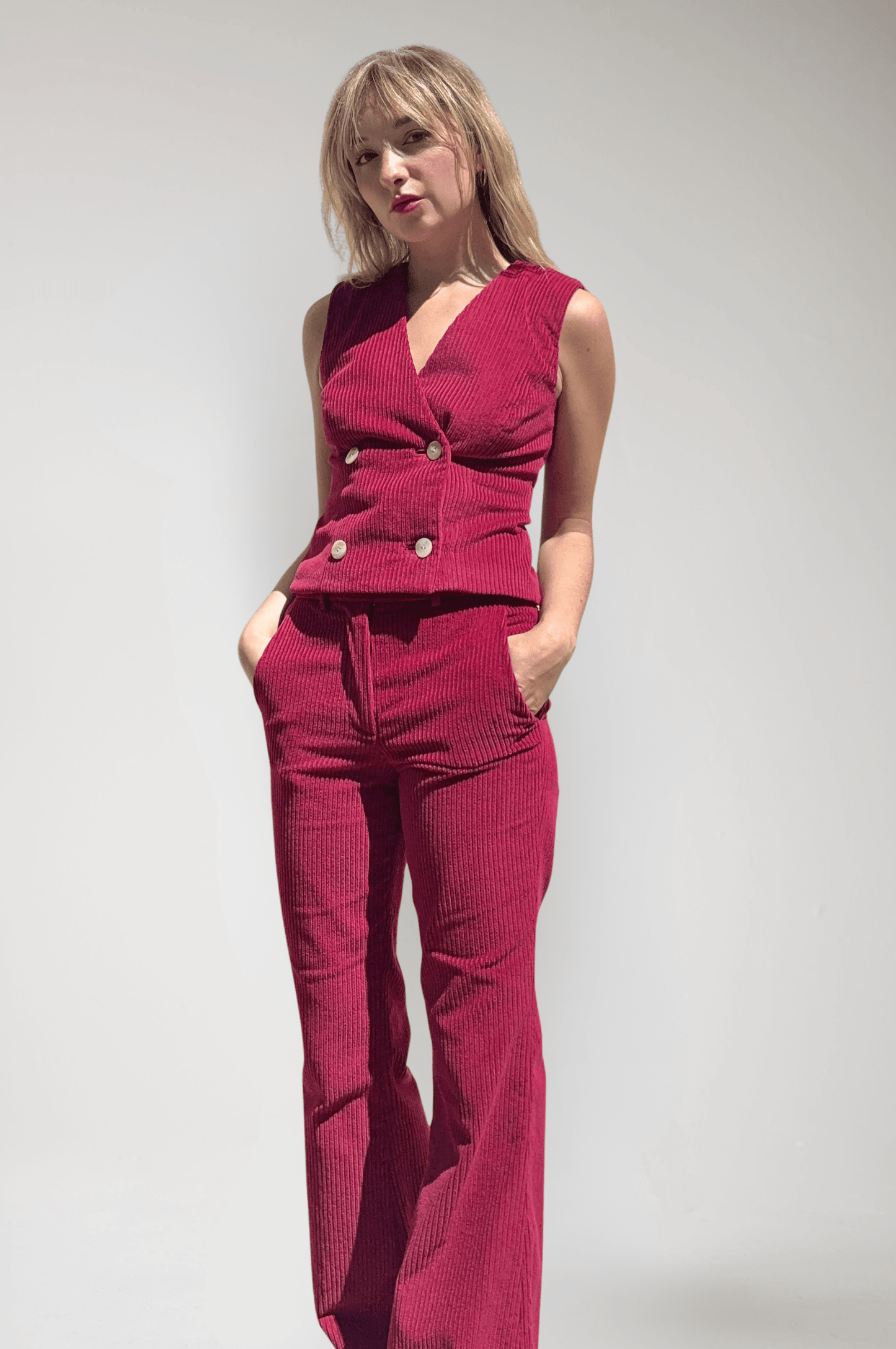 Cody Vest in Corduroy Vests CHRISTINE ALCALAY Dusted Rose Extra Small