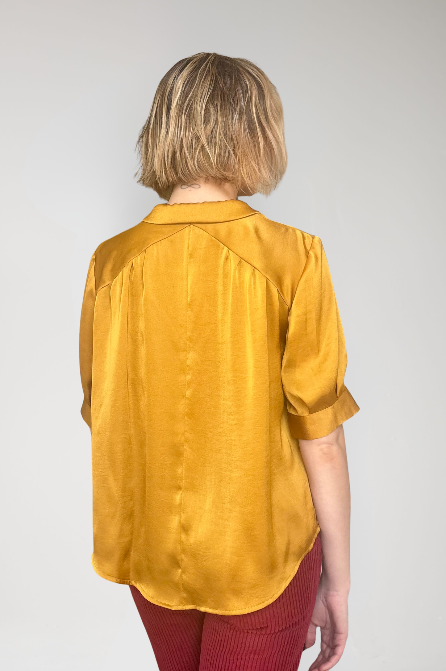 Katherine Blouse in Japanese Charmeuse - Goldenrod Tops CHRISTINE ALCALAY