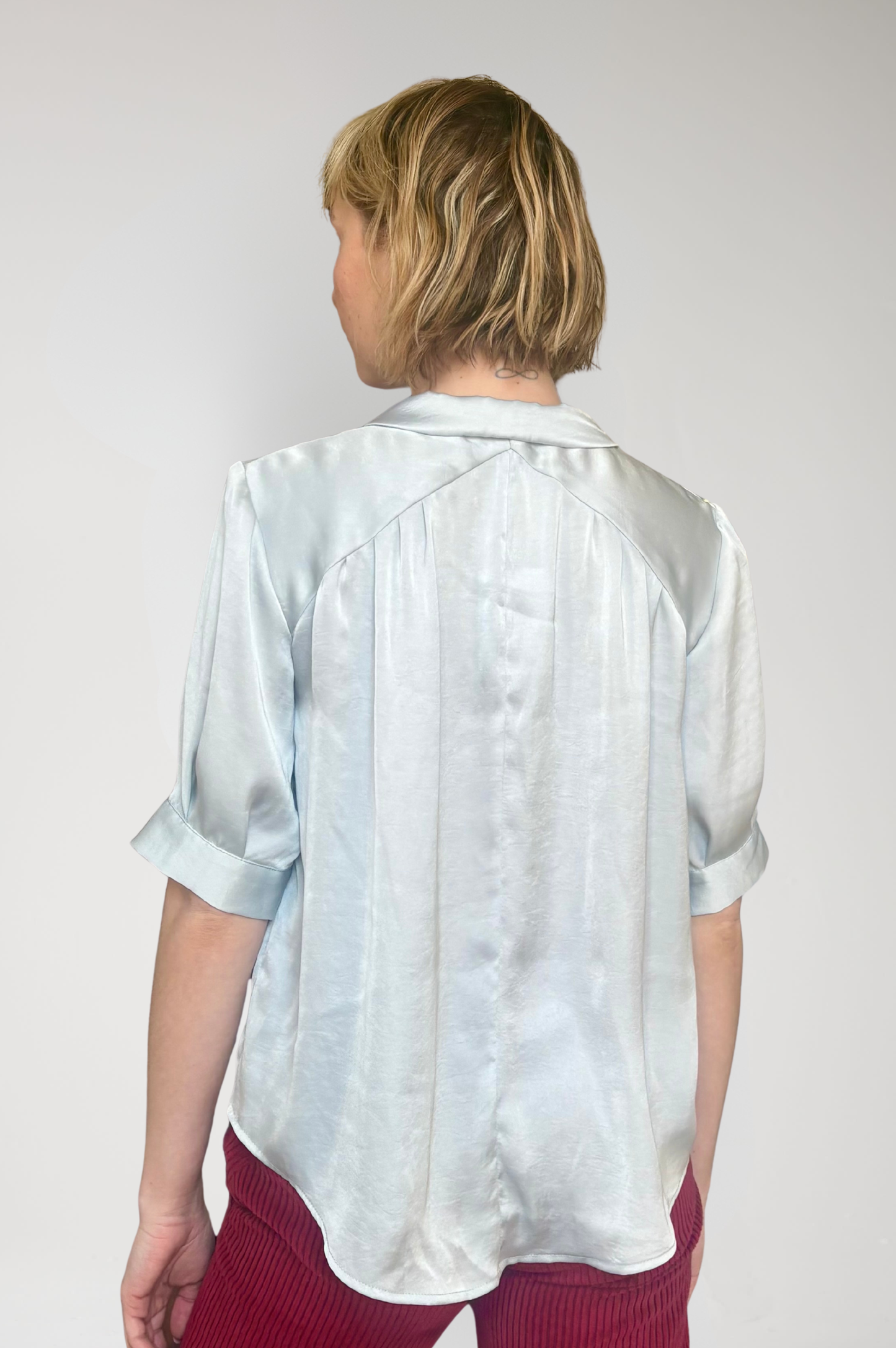Katherine Blouse in Japanese Charmeuse - Mint Green Tops CHRISTINE ALCALAY