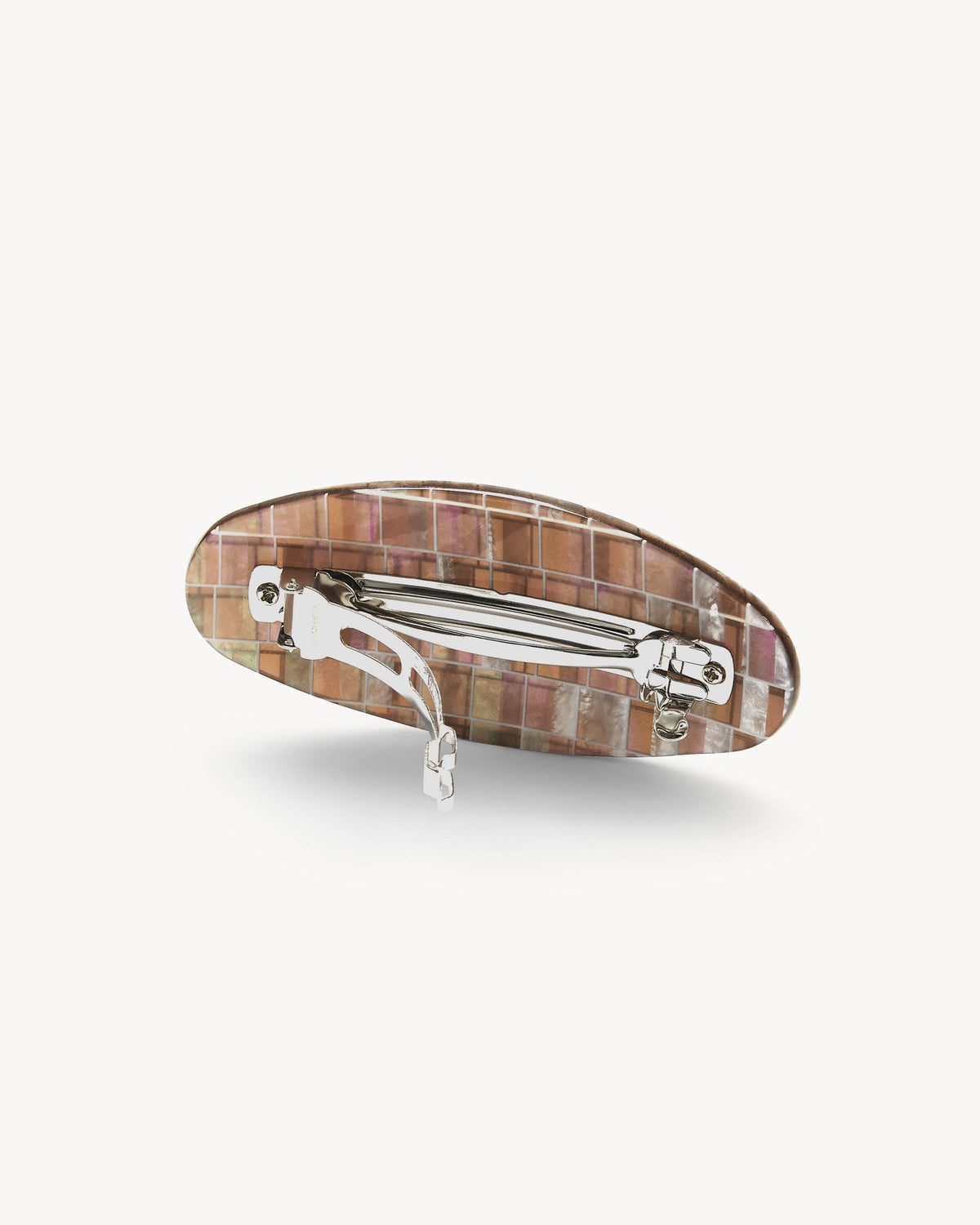 Jumbo Oval Barrette in Brown Shell Checker MACHETE