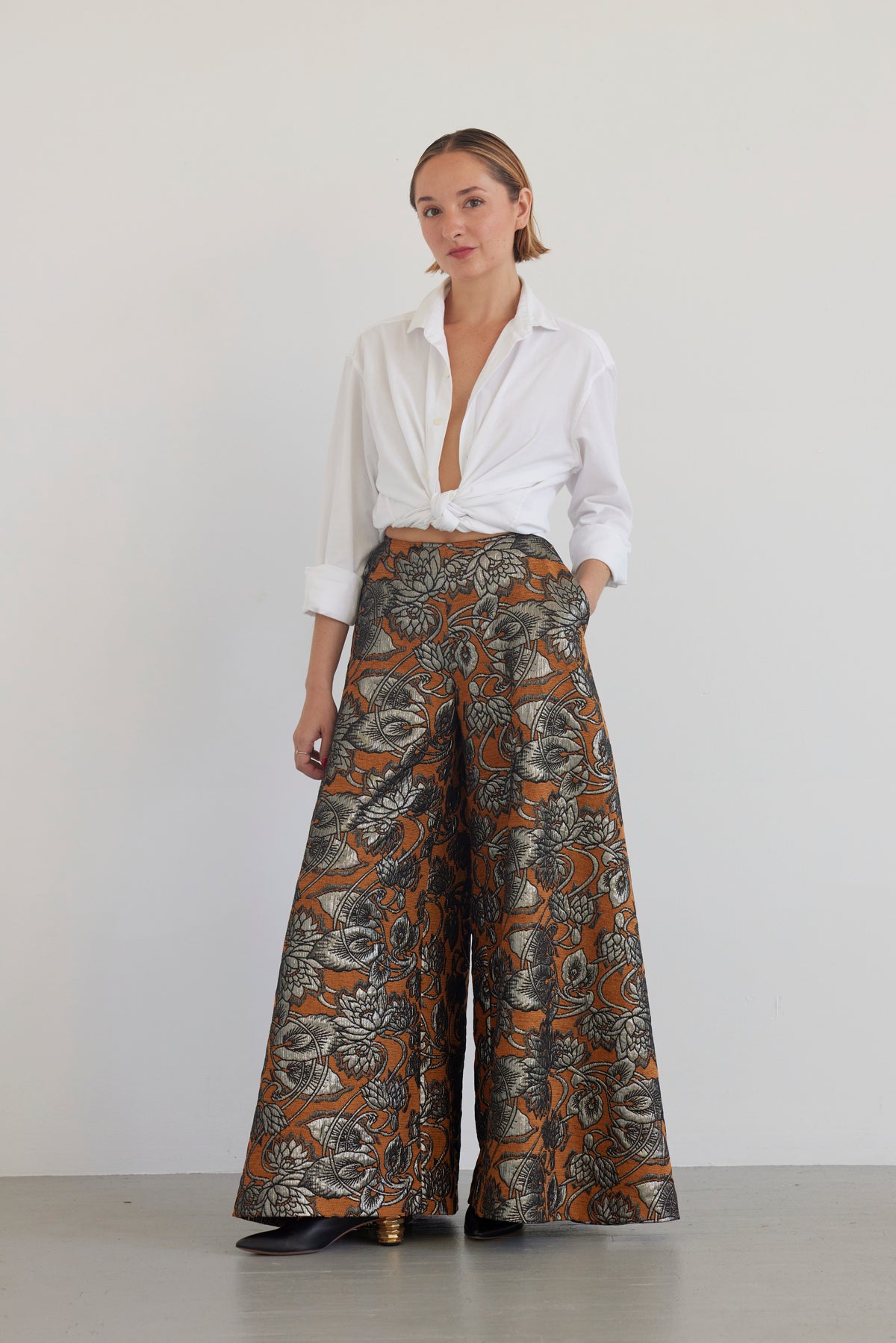 Angela Palazzo Pant in Brocade