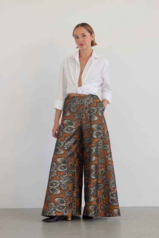 Angela Palazzo Pant in Brocade Pants CHRISTINE ALCALAY