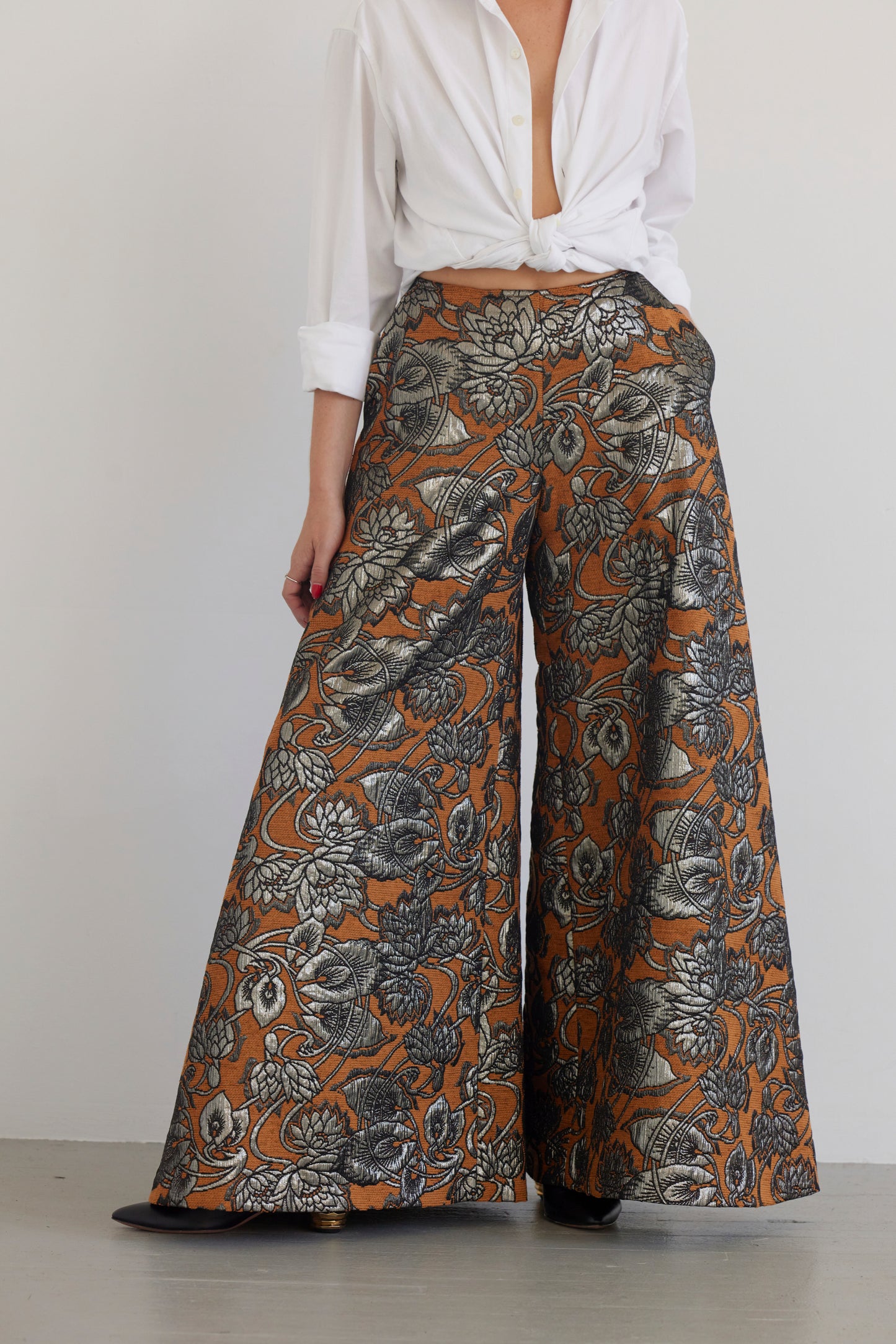 Angela Palazzo Pant in Brocade
