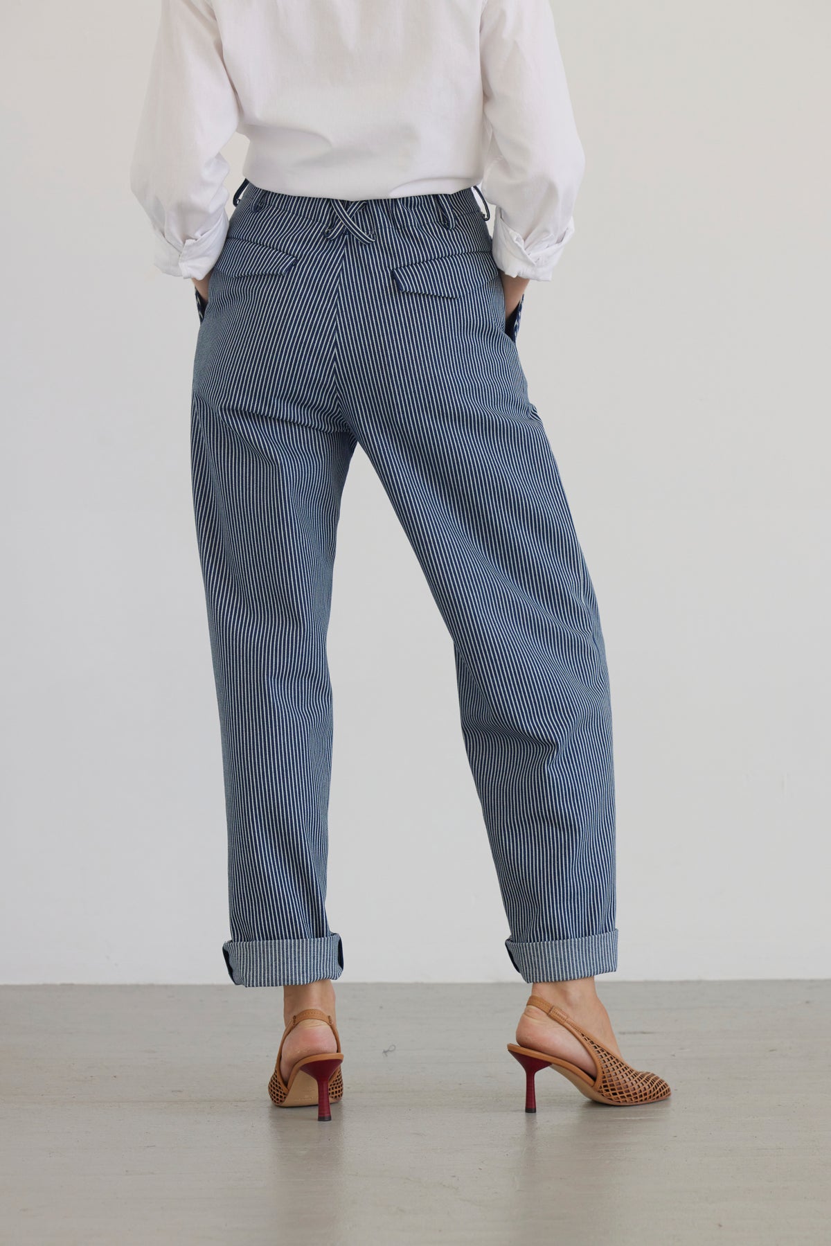 Patty Pant in Railroad Stripe Denim Pants CHRISTINE ALCALAY
