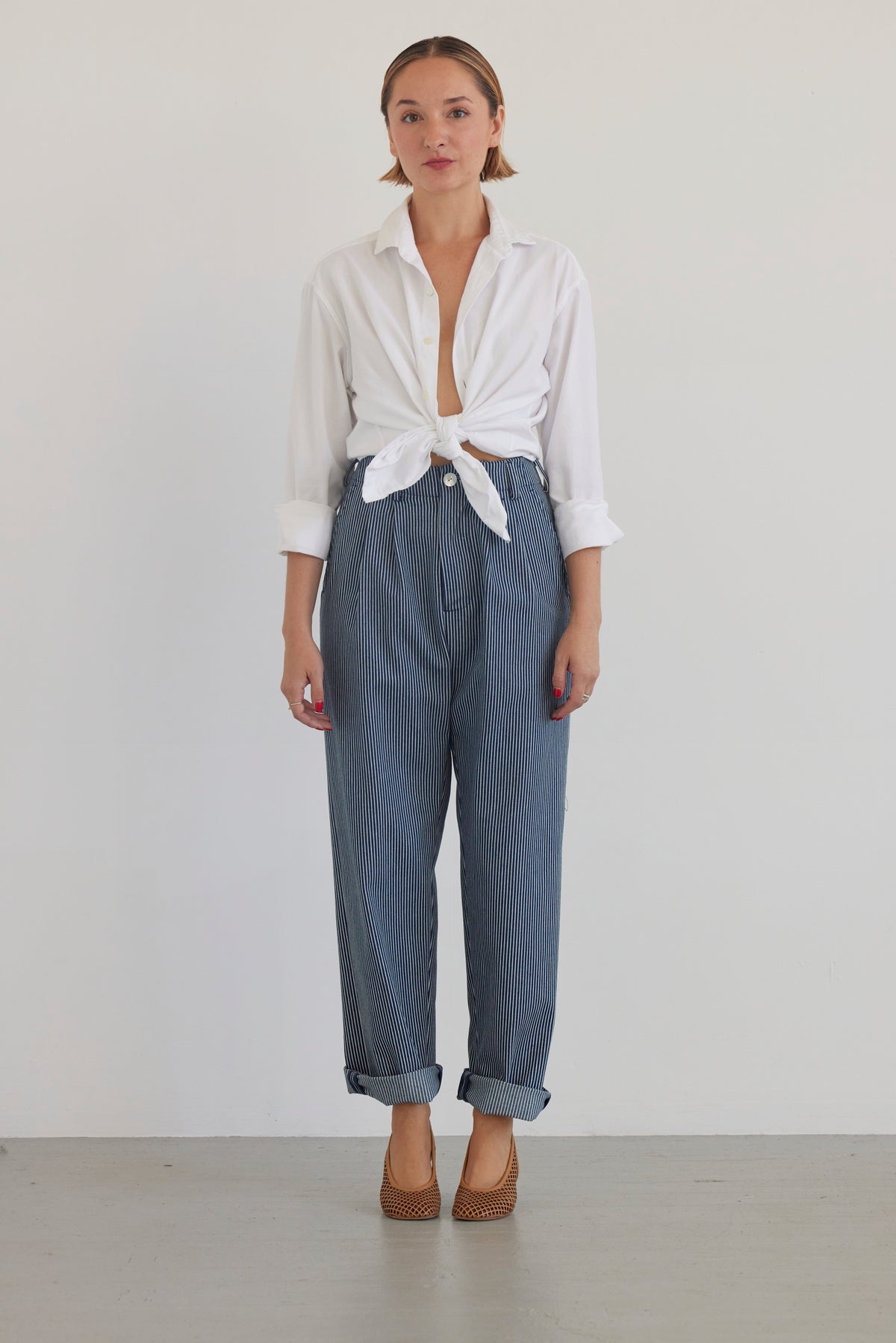 Patty Pant in Railroad Stripe Denim Pants CHRISTINE ALCALAY
