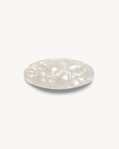 Jumbo Oval Barrette in White Shell MACHETE