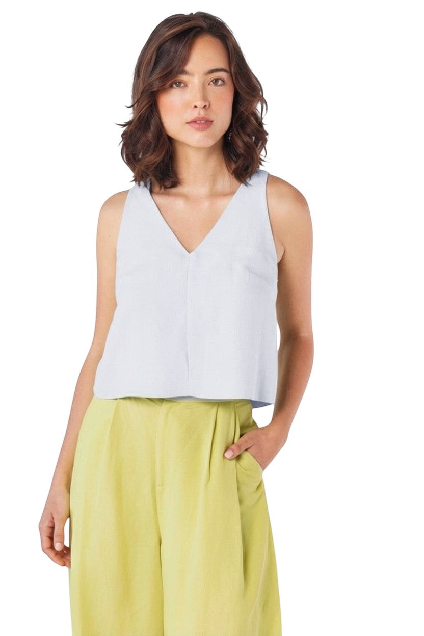 Viviane Tank in Oyster Linen Blend Tops CHRISTINE ALCALAY