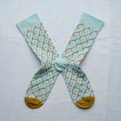 Socks Trellis Fleuri Aqua Bonne Maison 36/38