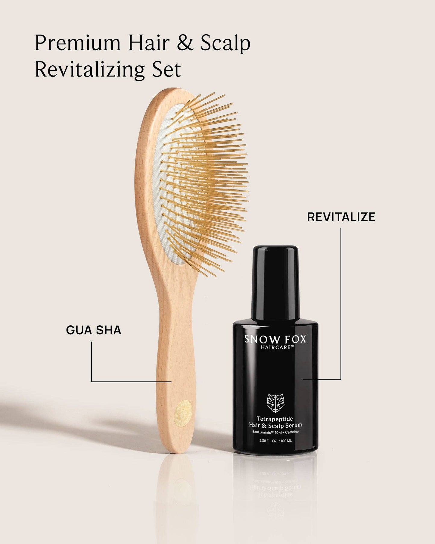 Large Gua Sha Brush: Classic Beechwood Snow Fox Skincare