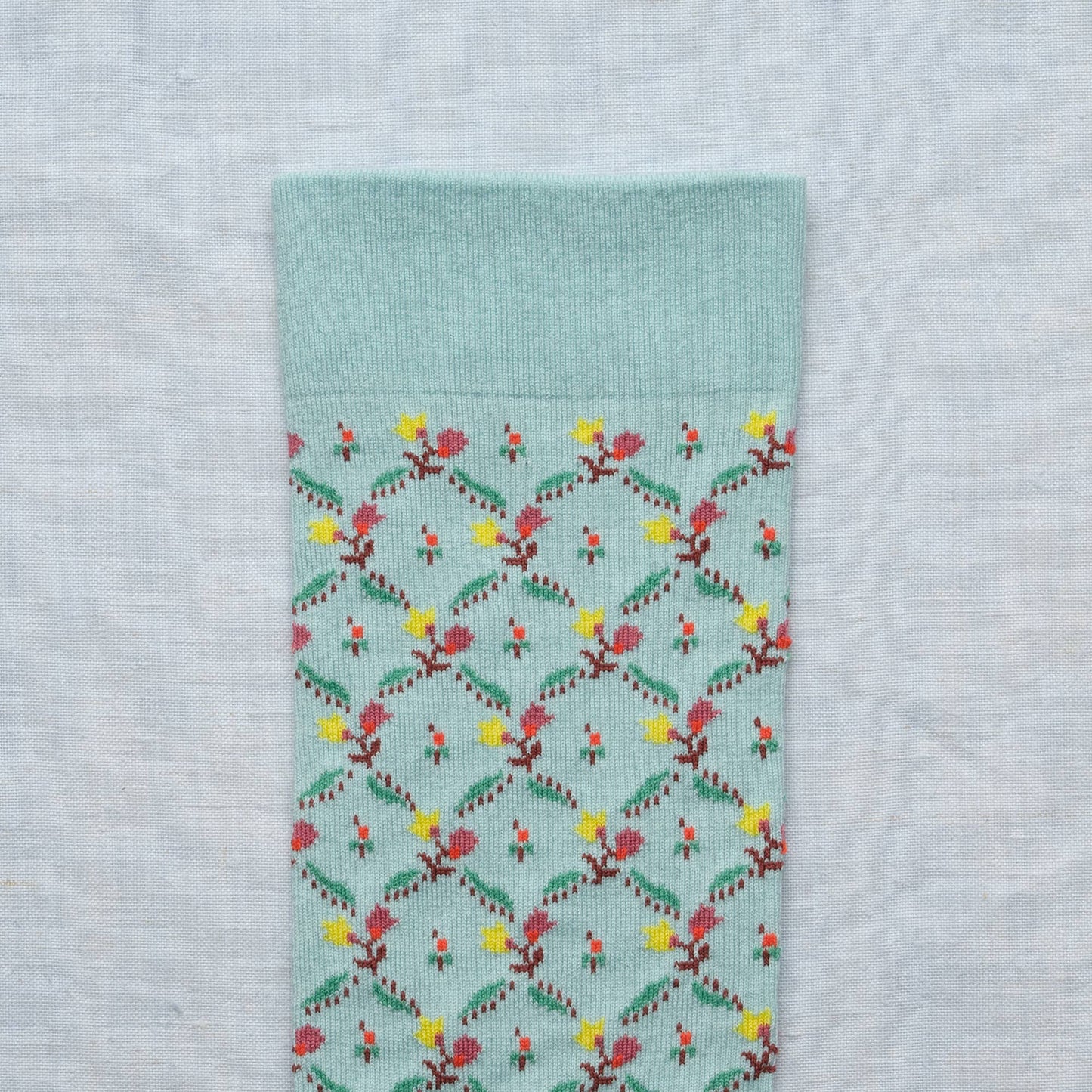 Socks Trellis Fleuri Aqua Bonne Maison
