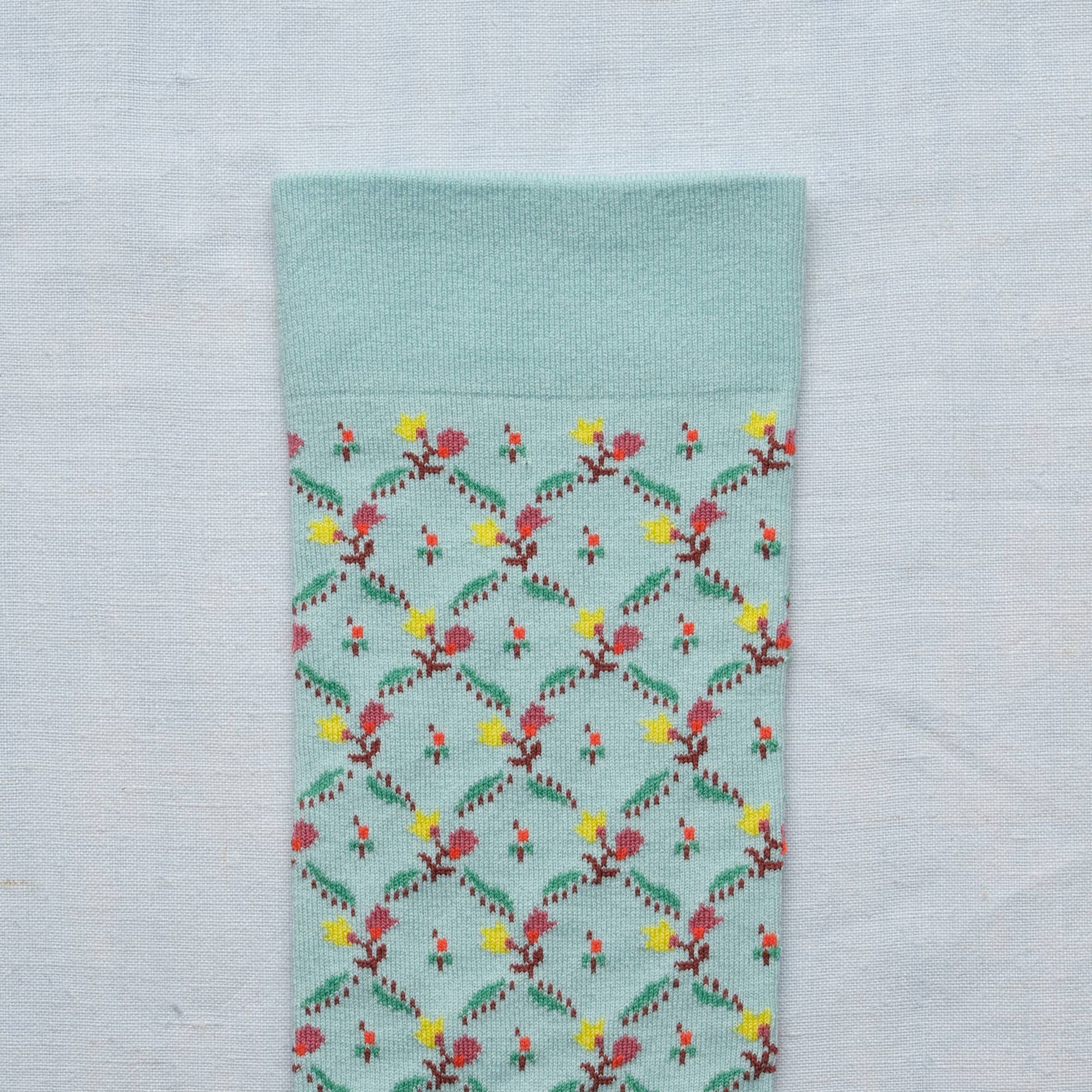 Socks Trellis Fleuri Aqua Bonne Maison