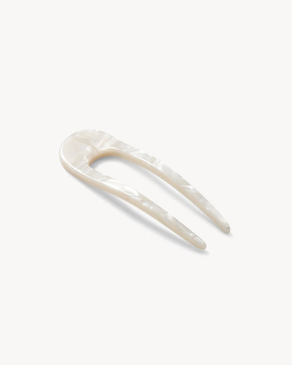 Mini French Hair Pin in White Shell Hair Accessories MACHETE