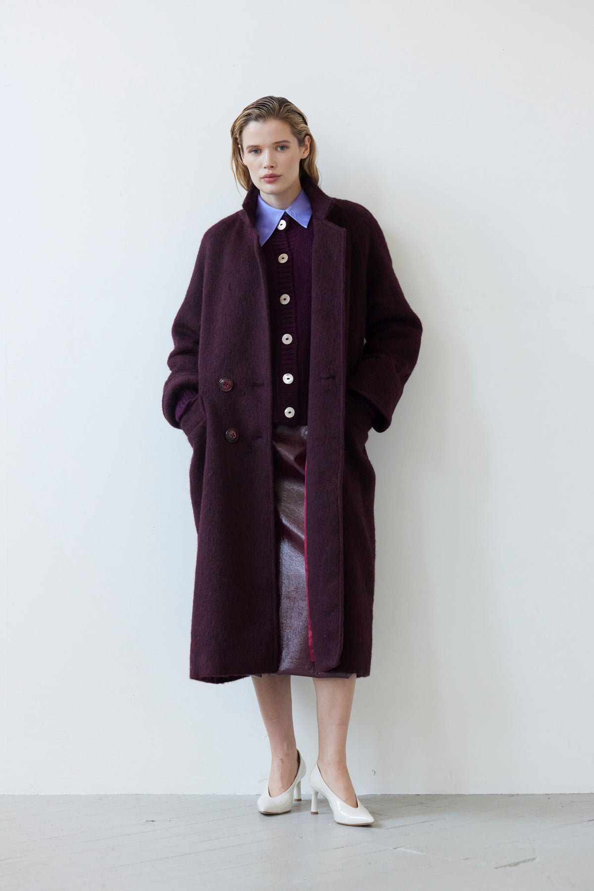 Agnes Coat in Double Faced Wool -Pinot Wine Coats CHRISTINE ALCALAY Pinot Wine XS/S