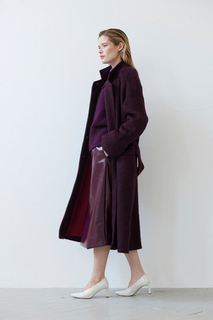 SAMPLE FW26 - Agnes Coat in Brushed Alpaca Wool - Pinot Wine Samples CHRISTINE ALCALAY