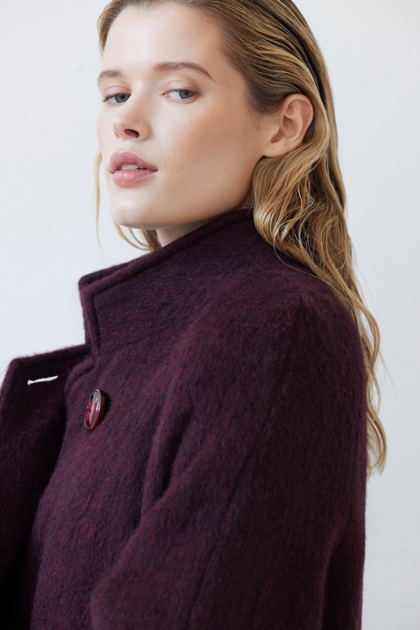SAMPLE FW26 - Agnes Coat in Brushed Alpaca Wool - Pinot Wine Samples CHRISTINE ALCALAY