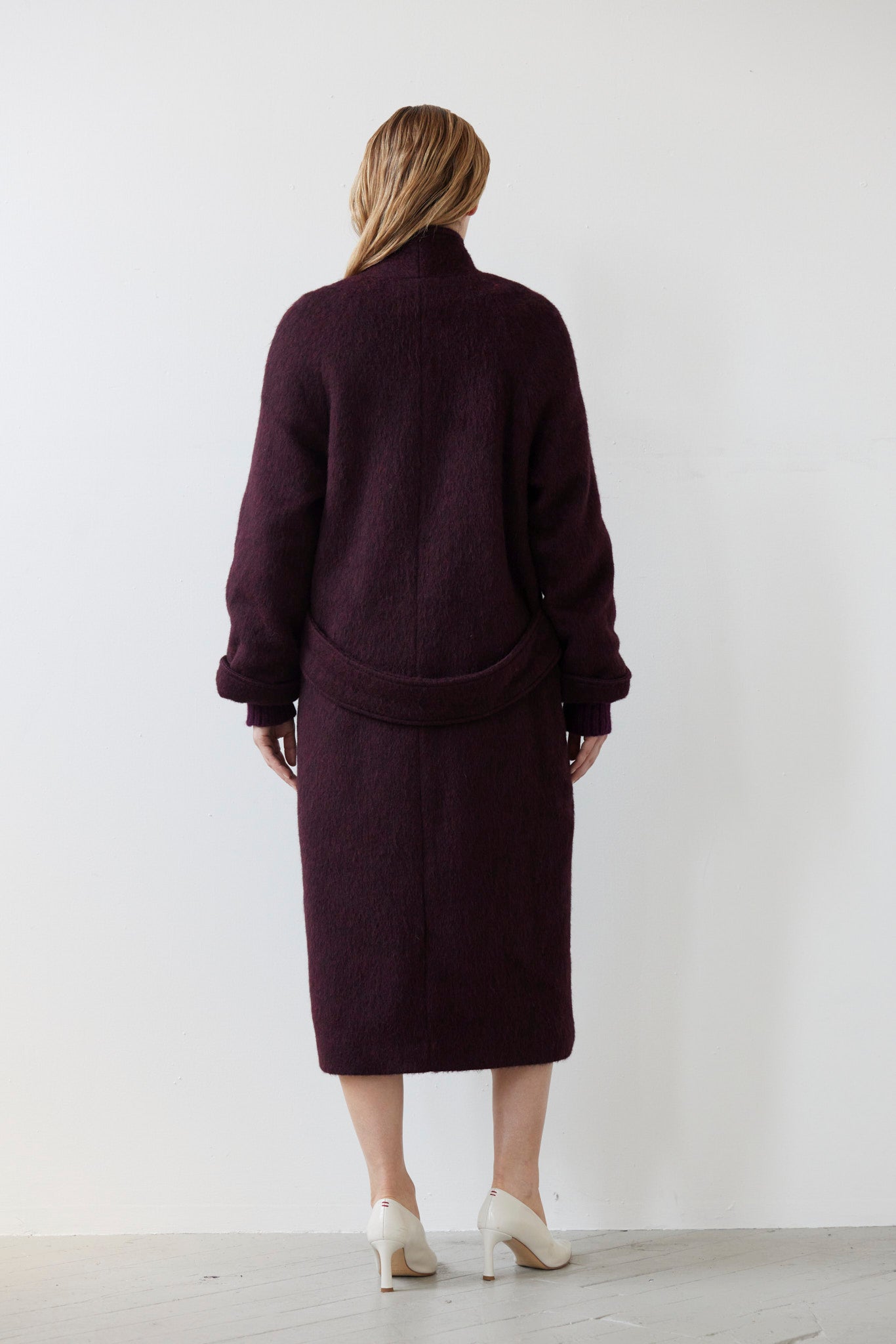 SAMPLE FW26 - Agnes Coat in Brushed Alpaca Wool - Pinot Wine Samples CHRISTINE ALCALAY