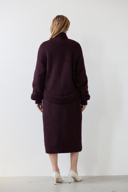 SAMPLE FW26 - Agnes Coat in Brushed Alpaca Wool - Pinot Wine Samples CHRISTINE ALCALAY