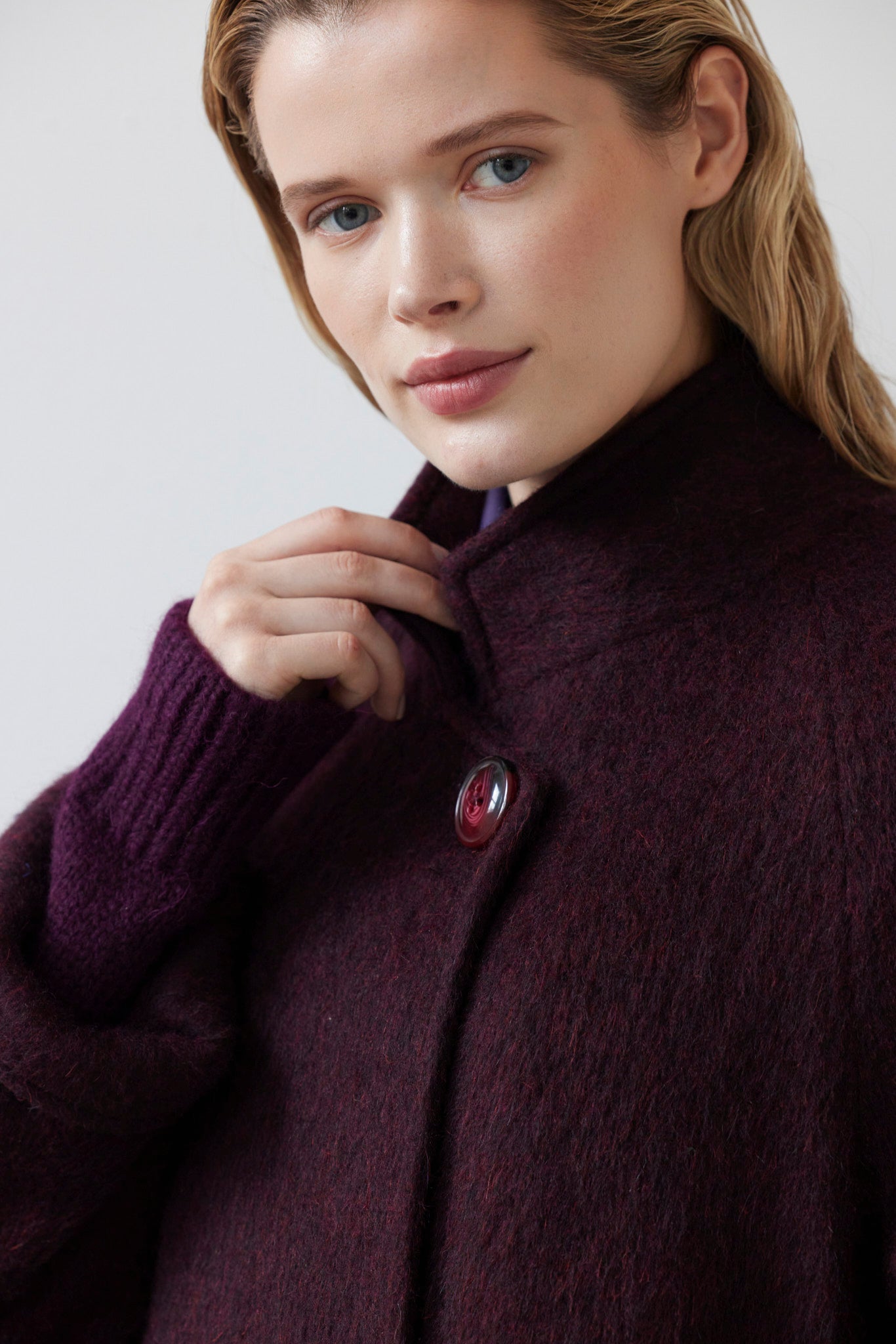 SAMPLE FW26 - Agnes Coat in Brushed Alpaca Wool - Pinot Wine Samples CHRISTINE ALCALAY Pinot Wine XS/S