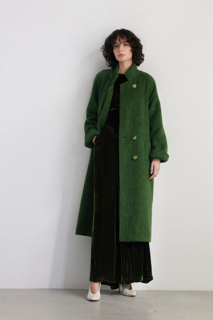 SAMPLE FW26 - Agnes Coat in Brushed Alpaca Wool - Woodland Green Samples CHRISTINE ALCALAY