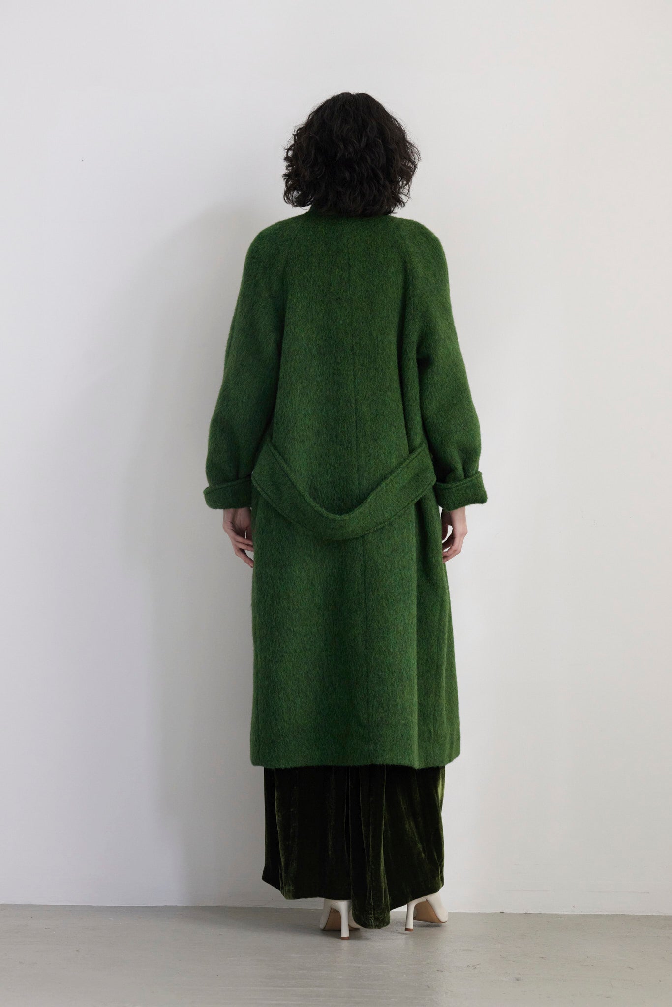 SAMPLE FW26 - Agnes Coat in Brushed Alpaca Wool - Woodland Green Samples CHRISTINE ALCALAY