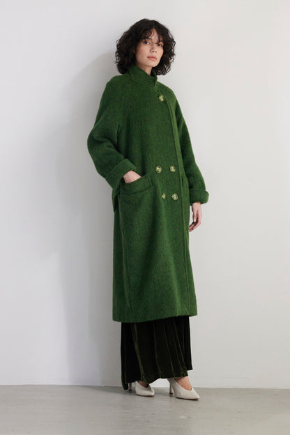SAMPLE FW26 - Agnes Coat in Brushed Alpaca Wool - Woodland Green Samples CHRISTINE ALCALAY