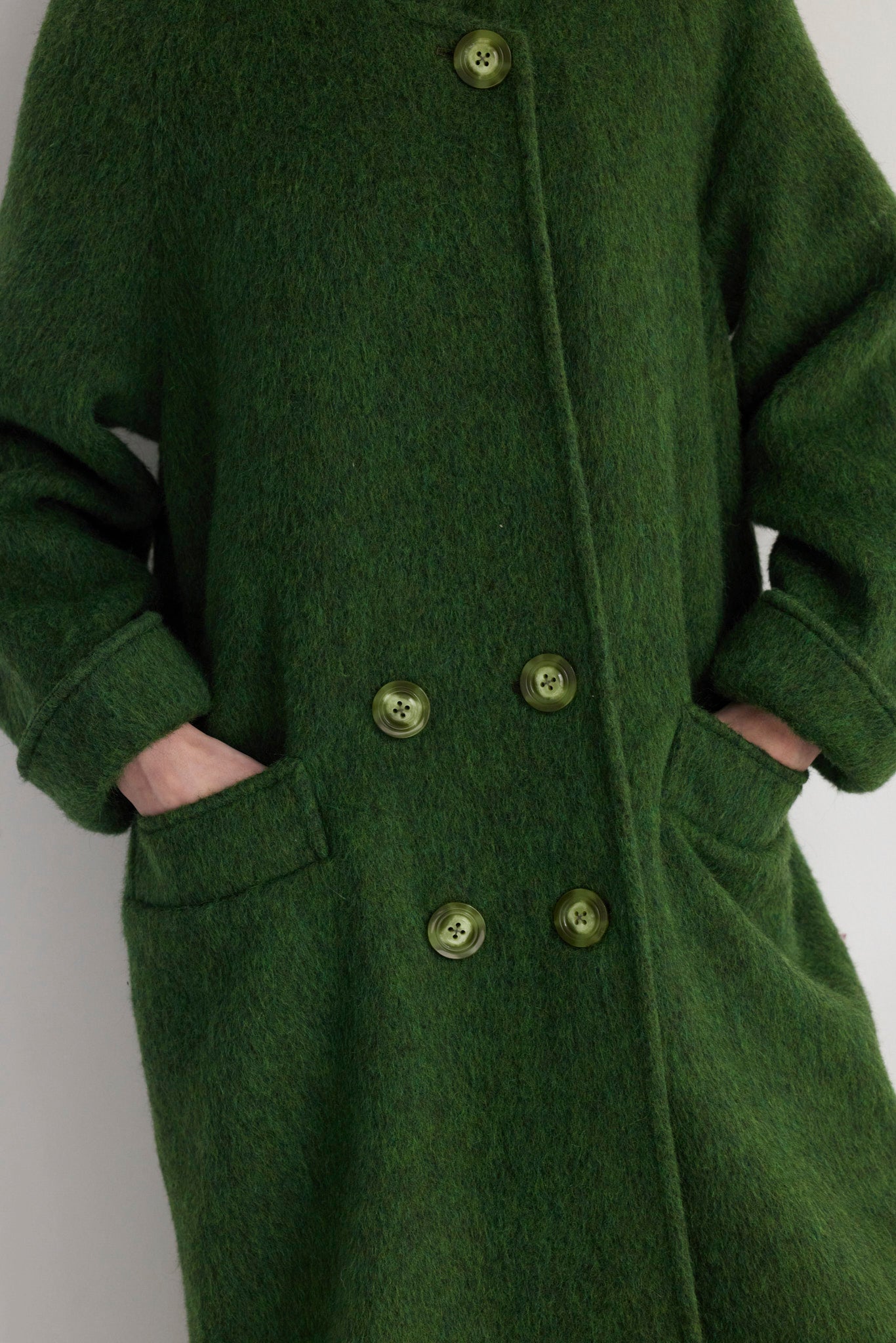 SAMPLE FW26 - Agnes Coat in Brushed Alpaca Wool - Woodland Green Samples CHRISTINE ALCALAY