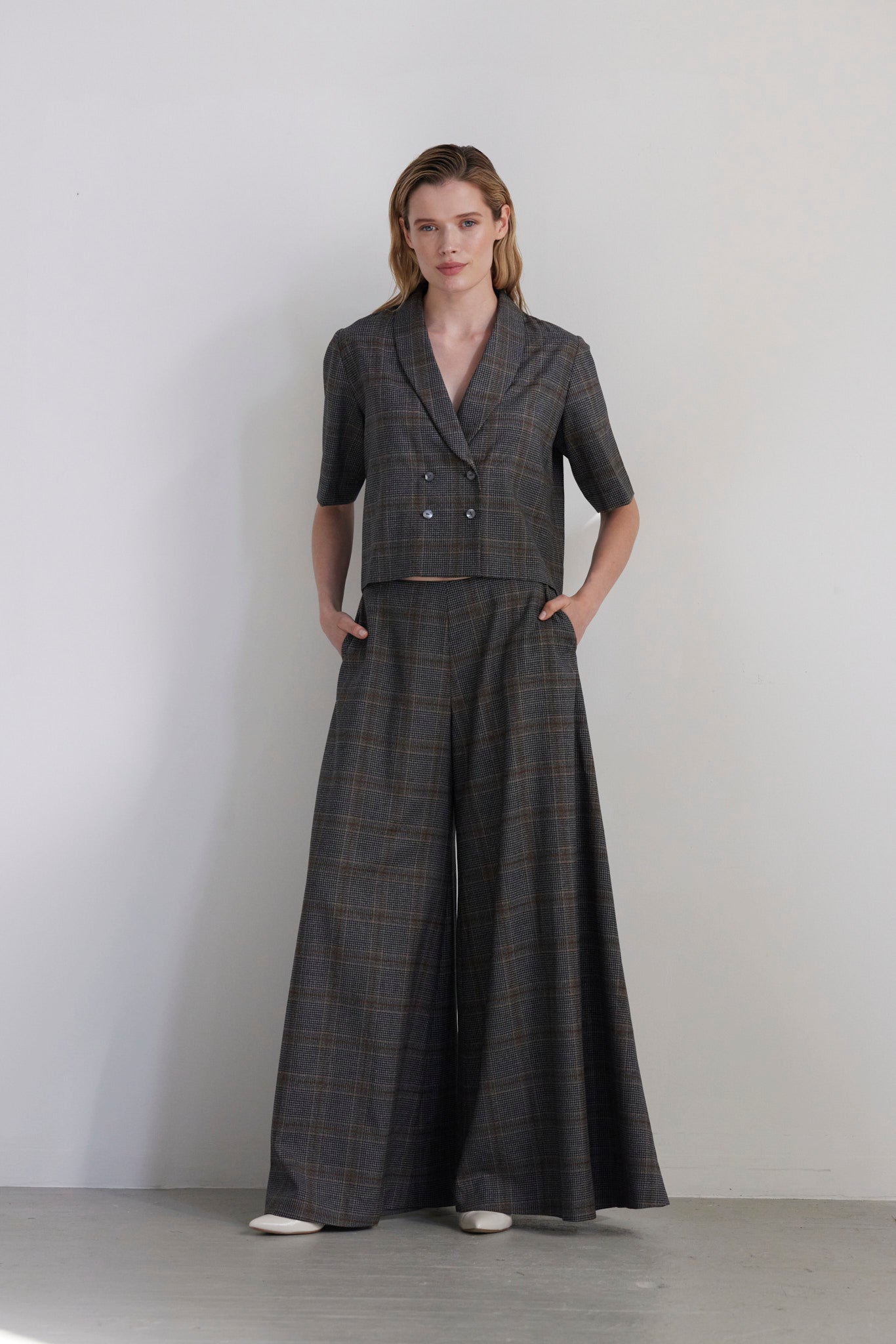 SAMPLE FW26 - Angela Palazzo Pant in Wool - Autumn Plaid Samples CHRISTINE ALCALAY Autumn Plaid 2