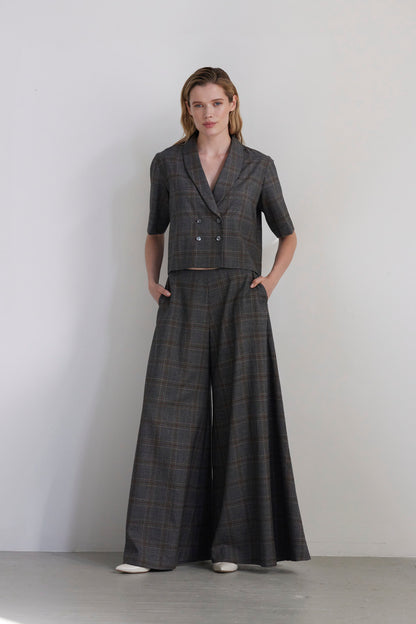 SAMPLE FW26 - Angela Palazzo Pant in Wool - Autumn Plaid Samples CHRISTINE ALCALAY Autumn Plaid 2
