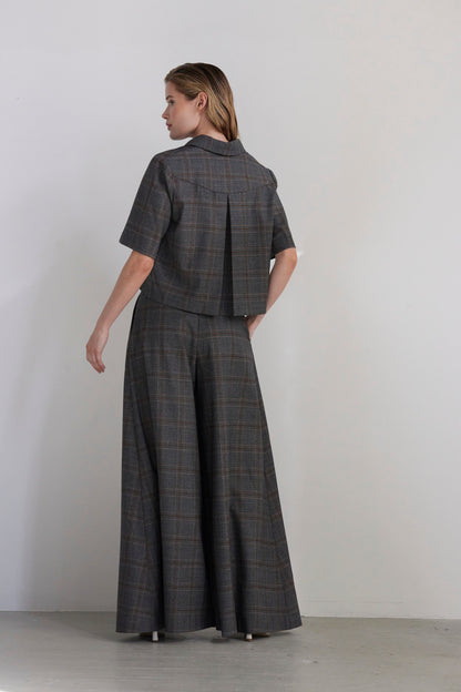 SAMPLE FW26 - Angela Palazzo Pant in Wool - Autumn Plaid Samples CHRISTINE ALCALAY