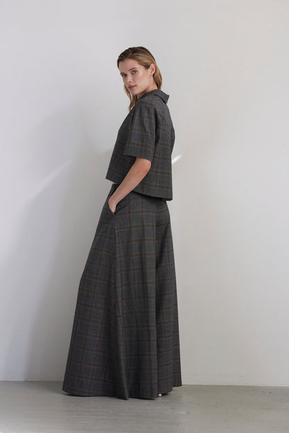 SAMPLE FW26 - Angela Palazzo Pant in Wool - Autumn Plaid Samples CHRISTINE ALCALAY
