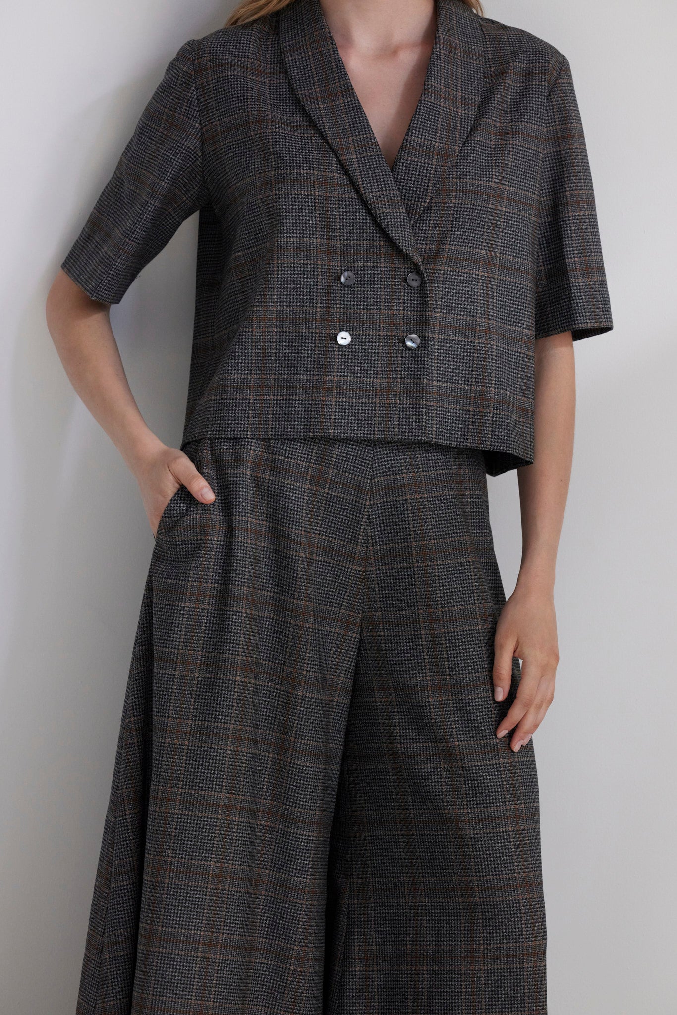 SAMPLE FW26 - Angela Palazzo Pant in Wool - Autumn Plaid Samples CHRISTINE ALCALAY