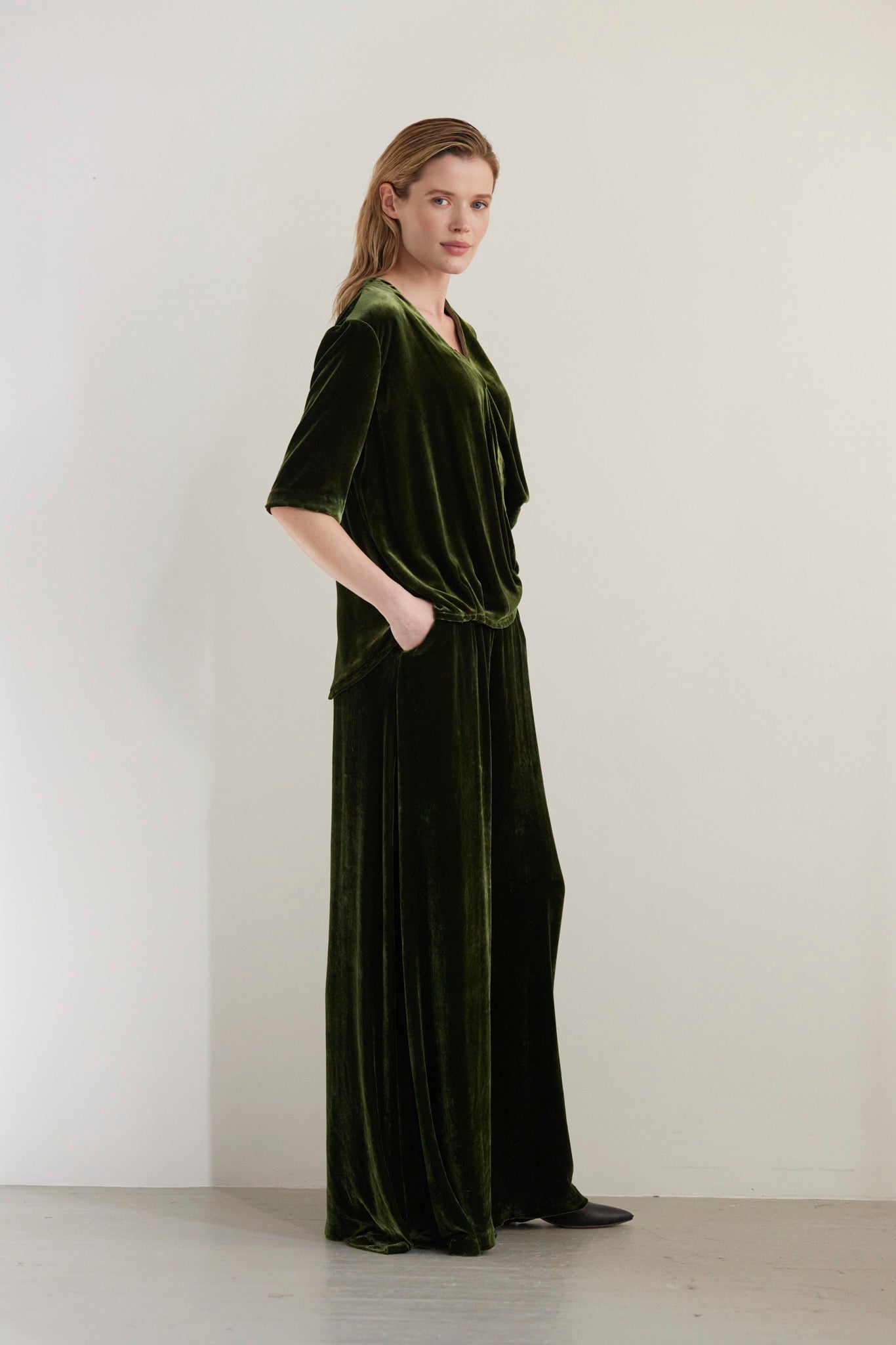 Angela Palazzo Pant in Silk Velvet Pants CHRISTINE ALCALAY