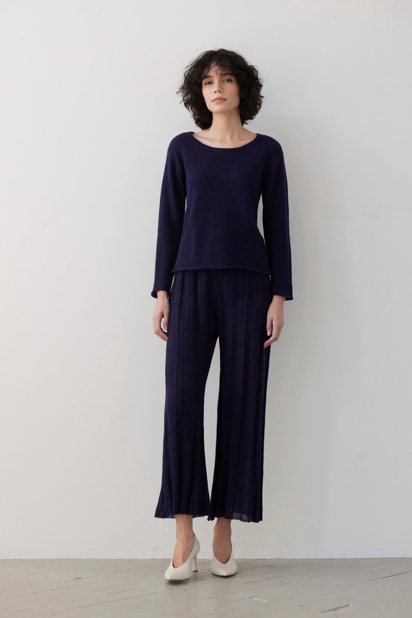 SAMPLE FW26 - Anna Tee Sweater in Baby Alpaca - Blue Ink Samples CHRISTINE ALCALAY Ink One size