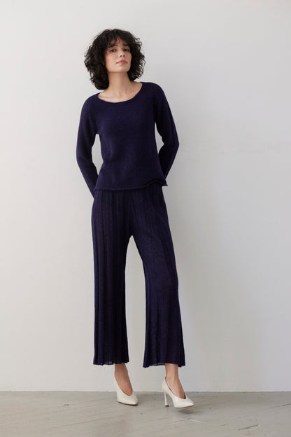 SAMPLE FW26 - Anna Tee Sweater in Baby Alpaca - Blue Ink Samples CHRISTINE ALCALAY