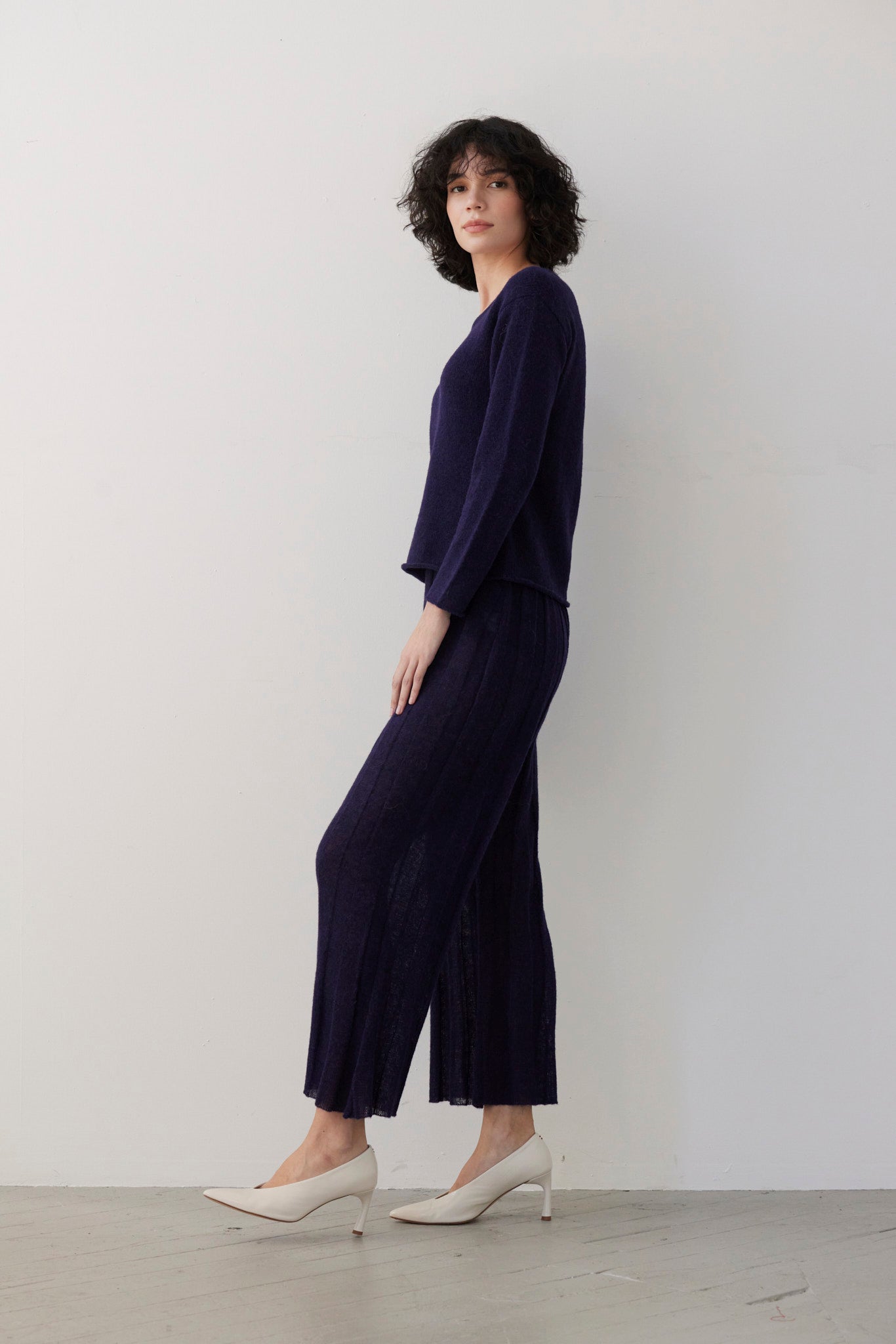 SAMPLE FW26 - Anna Tee Sweater in Baby Alpaca - Blue Ink Samples CHRISTINE ALCALAY