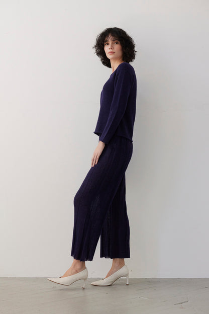 SAMPLE FW26 - Anna Tee Sweater in Baby Alpaca - Blue Ink Samples CHRISTINE ALCALAY