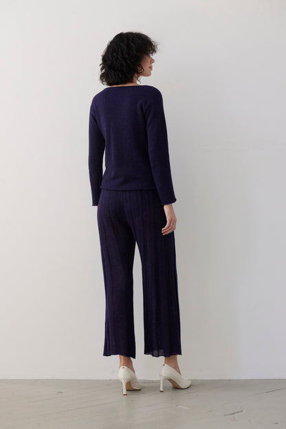 SAMPLE FW26 - Anna Tee Sweater in Baby Alpaca - Blue Ink Samples CHRISTINE ALCALAY