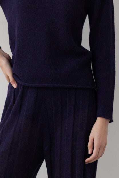 SAMPLE FW26 - Anna Tee Sweater in Baby Alpaca - Blue Ink Samples CHRISTINE ALCALAY